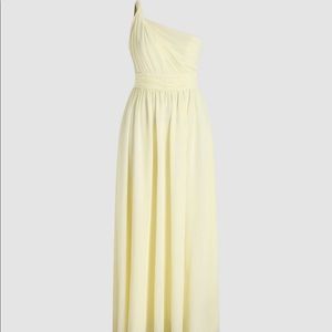 Brand new Pale yellow one shoulder ruched maxi dress